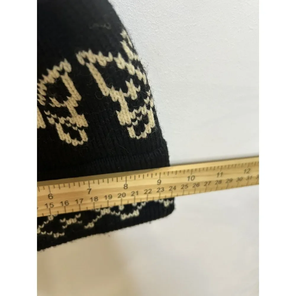 Jada Lee 100%‎ Wool Big Pom Pom Knit Ski Hat Snow Winter Black White